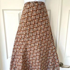Garnet Hill, Mid Length cotton skirt with Slight Asymmetrical Hem